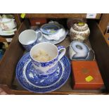 JL Menau 'Echt Kobalt' part coffee set (incomplete), shaped box and tray, in underglaze blue with