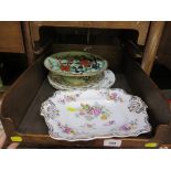 A Copeland & Garrett floral and gilded serving dish together with Coalport, Wedgwood, Sampson