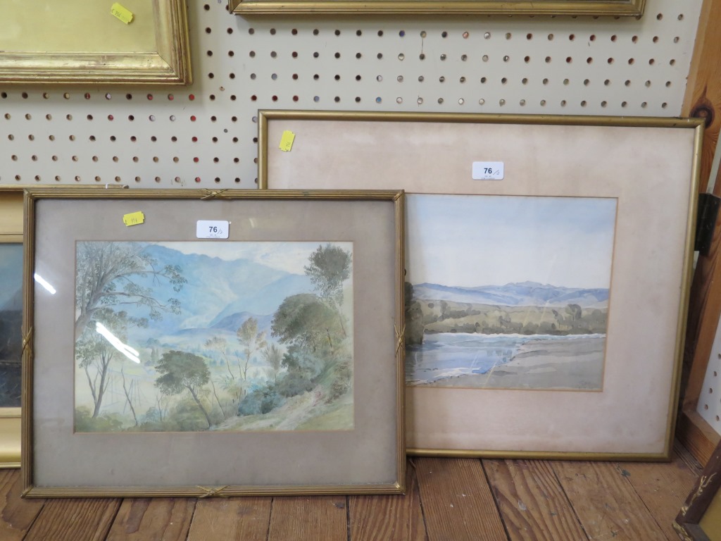 Early 20th Century landscape with trees and farm watercolour indistinctly inscribed on the reverse