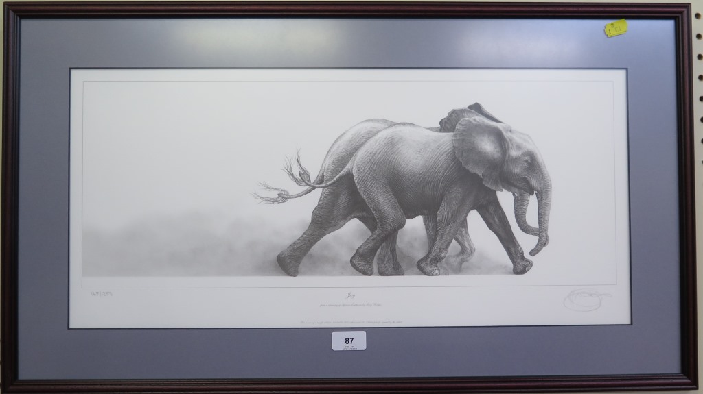 Gary Hodges 'Friends' - from a drawing of African Elephants signed limited edition print 225/850 - Image 3 of 3