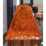 A Whitefriars pyramid design vase, in amber, designed by Geoffrey Baxter, 17 cm high