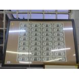 A sheet of thirty-two USA One Dollar bills, Federal Reserve Bank of Philadelphia Pennsylvania,