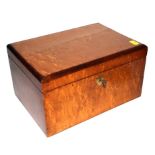 A 19th century bird's-eye maple sewing box, rectangular form with internal tray, 27 cm wide, 19 cm