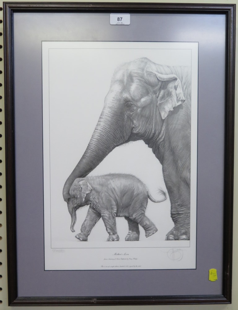 Gary Hodges 'Friends' - from a drawing of African Elephants signed limited edition print 225/850