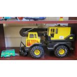 A Tonka black and yellow Turbo-Diesel Crane Truck 48cm and Lesney Matchbox king size K5 Racing Car