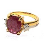 A ruby and diamond ring