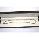 A single strand pearl necklace with 9 carat yellow gold clasp with faux diamonds, boxed
