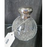 An R. Carr silver top cut glass scent bottle with stopper, Sheffield 2000