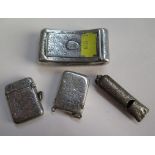 Two Georgian silver vesta cases, a silver whistle and silver snuff, all with engraved decoration
