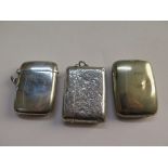 Two large silver vesta cases and an E.P.N.S. pill box