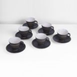 Lucie Rie (Austrian/British, 1902-1995) Set of Six Coffee Cups and Saucers, circa 1960