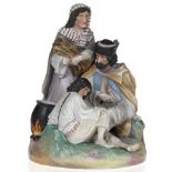 A Porcelain Composition of a Peasant Family Around a Bonfire