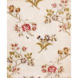 A FRAMED SECTION OF FLORAL MATERIAL reputedly made by Flemish weavers in London circa 1750 for an