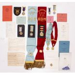 A COLLECTION OF MASONIC MEDALS, cards and memorabilia awarded to J.Hamburg, various awards including