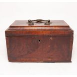 A GEORGE III MAHOGANY AND ROSEWOOD CROSS BANDED TEA CADDY 25cm wide x 14cm deep x 14.5cm high