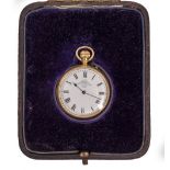 A GEORGE V 18 CARAT GOLD LADIES FOB WATCH by Dent of 61 Strand and 4 Royal Exchange London, numbered