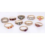 A COLLECTION OF TEN GEM SET RINGS to include opal, cubic zirconia etc (10)