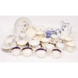 A SMALL QUANTITY OF 19TH CENTURY AND LATER TEA WARES blue and white coffee pot, teapots etc