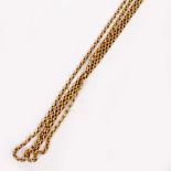 A YELLOW METAL GUARD CHAIN 75cm long