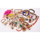 A COLLECTION OF JEWELLERY to include a coral branch necklace, a pair of cufflinks, African jewellery