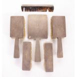 A SELECTION OF LONDON SILVER BACKED WALL MOUNTED BRUSHES to include two hand held examples, a silver