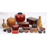 A COLLECTION OF TREEN and novelty miniature boxes, work boxes etc., some by Cecil Jordan, to include