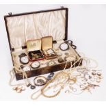 A COLLECTION OF JEWELLERY AND WATCHES to include silver cased pocket watches, white metal bangles,