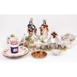 A SELECTION OF CHINA and ceramics to include Staffordshire figures of The Scottish Highlanders,