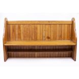 A LIGHT OAK PEW 191cm in length x 48cm deep x 115cm high