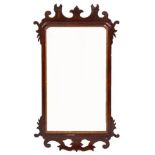 A GEORGIAN MAHOGANY FRET FRAME WALL MIRROR 99cm x 57.5cm