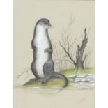 ERIC PEAKE (LATE 20TH CENTURY ENGLISH SCHOOL) Otter, watercolour and gouache, signed lower right and