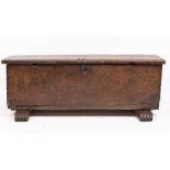 A 17TH CENTURY OAK CHEST OR CASSONE 134cm wide x 60cm deep x 49cm high