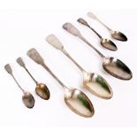 THREE SCOTTISH SILVER SERVING SPOONS with marks for Edinburgh 1819 Alexander Cameron, with