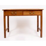 AN OAK SIDE TABLE with two frieze drawers 106.5cm wide x 67cm deep x 76.5cm high