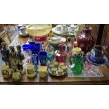 A COLLECTION OF CHINA AND GLASS to include a specked yellow glass plaffonier 31cm diameter,