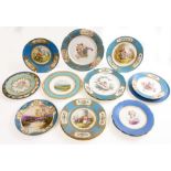 A QUANTITY OF 19TH AND 20TH CENTURY FRENCH PORCELAIN PLATES with hand painted decoration of