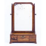 A GEORGE III STYLE DRESSING TABLE MIRROR the base with three frieze drawers 37cm wide x 19.5cm