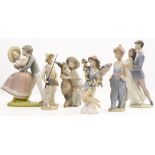 SIX LLADRO PORCELAIN FIGURINES to include model numbers 7650, 5860 and 7642 (6)
