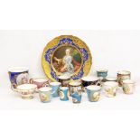 A SELECTION OF 19TH AND 20TH CENTURY FRENCH AND CONTINENTAL PORCELAIN AND CHINA CUPS to include