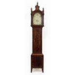 A 19TH CENTURY LONGCASE CLOCK the painted dial with Arabic numerals, a subsidiary second hand and