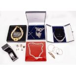 A SELECTION OF JEWELLERY to include a Jimmy crystal costume jewellery collar bangle and watch, a '