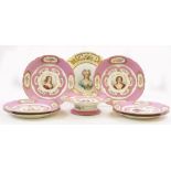 A SELECTION OF 20TH CENTURY FRENCH PORCELAIN CABINET PLATES painted with cartouches of female