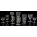 A SMALL GROUP OF ANTIQUE AND LATER DRINKING GLASSES