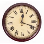 A STAINED WOODEN DIAL CLOCK the painted dial with Roman numerals and with a fusee movement 37.5cm