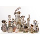 A GROUP OF SIXTEEN LLADRO PORCELAIN FIGURINES to include sculpture numbers 5819, 7676, 6401 etc