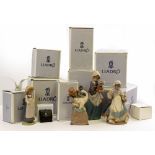 A QUANTITY OF LLADRO PORCELAIN FIGURINES some with original boxes and some empty boxes