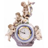 A LLADRO PORCELAIN CLOCK number 5973 'Angelic Time', 30cm high