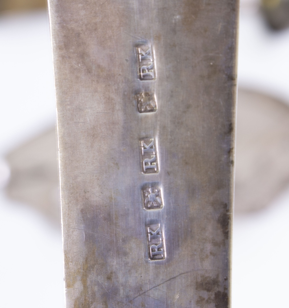 A SCOTTISH PROVINCIAL SILVER LADLE bearing marks for Perth Keay Robert II, a Scottish silver fish - Image 3 of 5