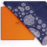 A CONTEMPORARY HERMES SILK SCARF in original box