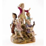 A MEISSEN PORCELAIN MUSICAL CHILDREN GROUP numbered 2489, 12cm wide x 16cm high